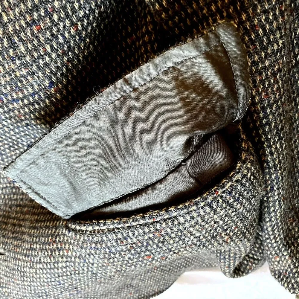Stanley Blacker Vintage Tweed Wool Sport Coat Gray Fleck Check 42 44 USA Preppy